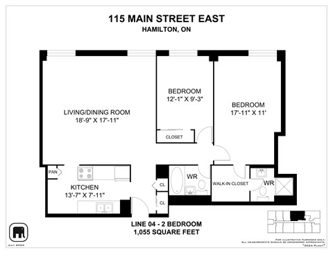 A floor plan for a home at 115 Main Street East in Hamilton, ON.